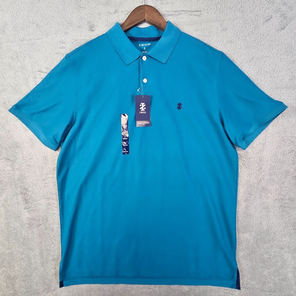 IZOD Advantage Performance Golf Polo‎ Men's Large Natural Stretch UPF-15 Wicking